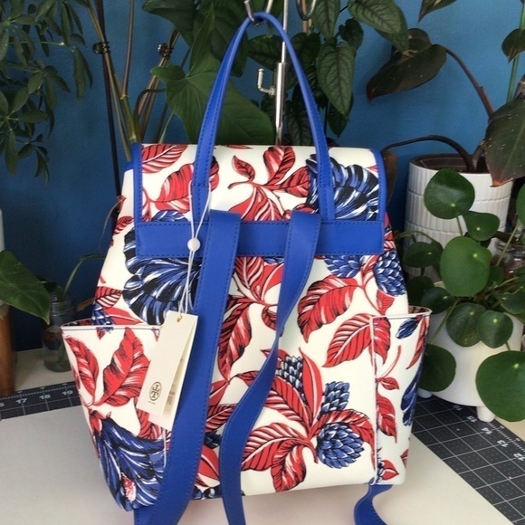 Tory Burch Kerrington Authentic Leather Summer Travel Resort Floral Backpack NWT main image 5